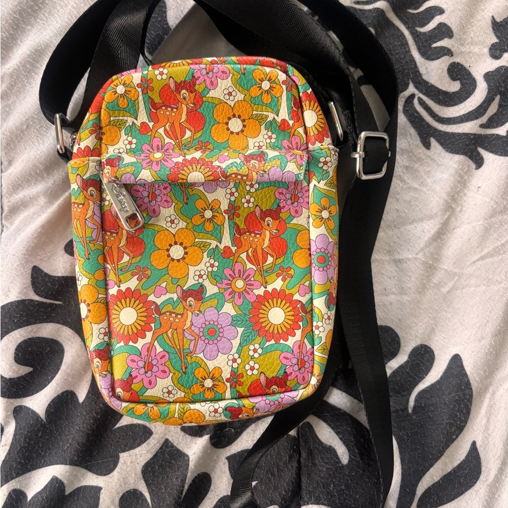 **SOLD** Disney Bambi Bright Floral Retro Crossbody Bag NWOT | Y2K Cottagecore - Picture 1 of 5